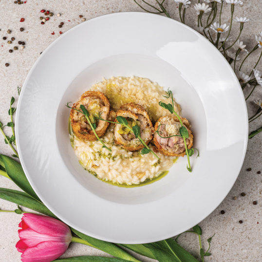Ризото з артишоками та роліні з куркою